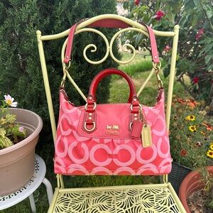 Coach Pink Satchel with Signature Monogram🌸🍓